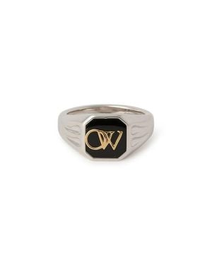 Off-White c/o Virgil Abloh Monogram Onyx Signet Ring - Metallic