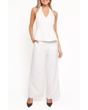 Petal & Pup Odelia Halter Vest & Wide Leg Pants Set - White