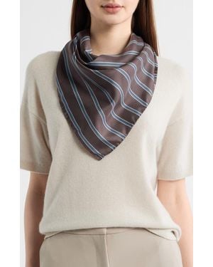 Vince Stripe Silk Twill Scarf - Black