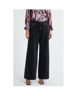 Rails Angeleno High Waist Wide Leg Drawstring Jeans - Black