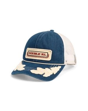 Ralph Lauren Logo Patch Snapback Denim Trucker Hat - Blue