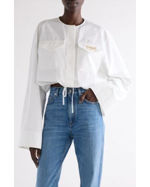 Givenchy Utility Cotton Poplin Crop Shirt - Blue