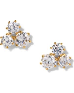 Nadri Natural Beauty Trio Crystal Stud Earrings - Metallic