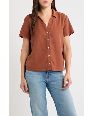 Cloth & Stone Flowy Button-Up Shirt - Blue