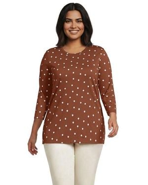 Lands' End 3/4 Sleeve Cotton Supima Tunic - Brown