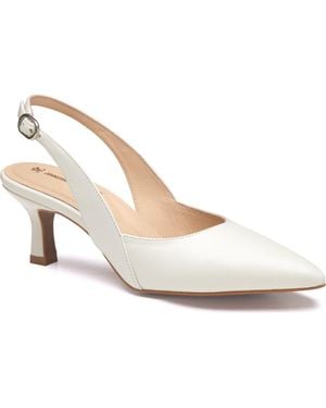 Johnston & Murphy Lindsey Slingback Pointed Toe Kitten Heel Pump - White