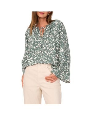 1.STATE Print Bell Sleeve Top - Green