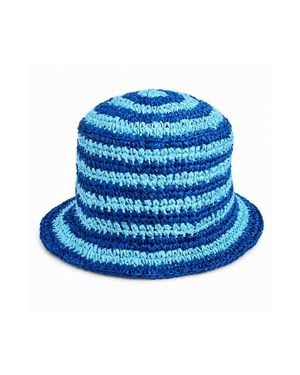 BrunnaCo Brigitte Handwoven Raffia Sun Hat - Blue