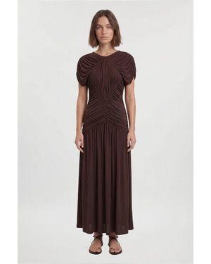 Karen Millen Ruched Jersey Maxi Dress - Brown