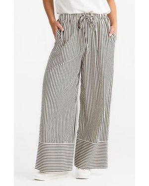 Brave+True Portia Stripe Drawstring Pants - Gray