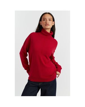 Chinti & Parker Relaxed Roll Neck Wool & Cashmere Sweater - Red
