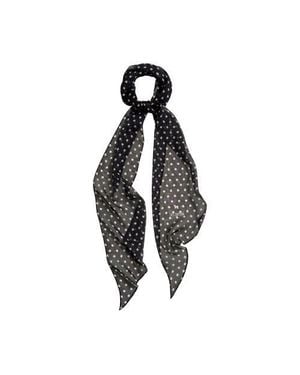 Lost Pattern Petal Veil Silk Chiffon Neck Scarf - Black
