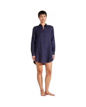Vilebrequin Solid Linen Shirt Dress - Blue