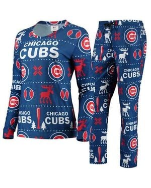 FOCO Chicago Cubs Ugly Pajama Set - Blue