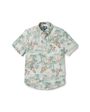 Reyn Spooner Kaimana Beach Short Sleeve Cotton Blend Button-Down Shirt - Blue