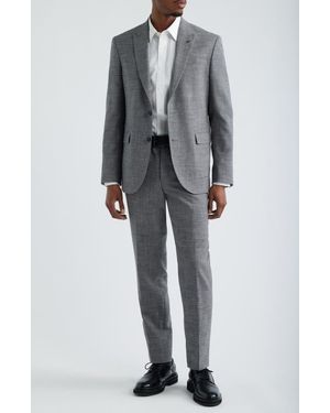 AllSaints Rawdon Slim Fit Mélange Peak Lapel Suit - Gray