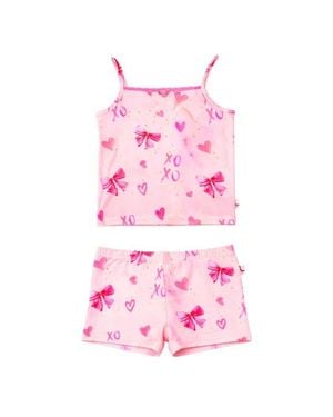 PREPPY GOOSE Bow Print Cami Jersey Pj - Pink