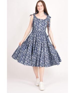 Ras Mila Floral Tiered Midi Dress - Blue