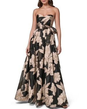 Donna Karan Strapless Floral Gown - White
