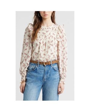 Treasure & Bond Ladder Cutout Cotton Top - Blue