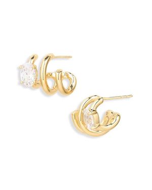 BRACHA Peyton Cubic Zirconia Twisted Hoop Earrings - Metallic