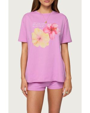 Edikted Fleur Hibiscus Graphic T-Shirt - Pink