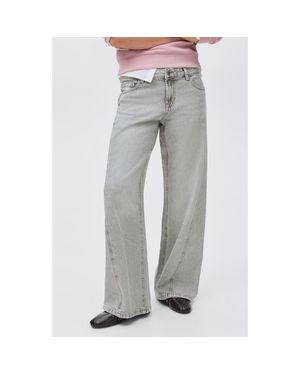 MANGO TEEN Low Rise Wide Leg Jeans - Gray