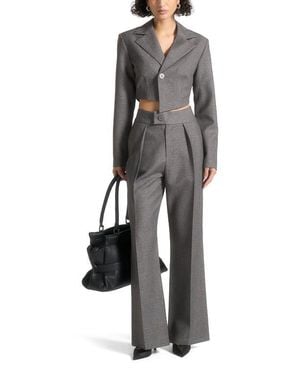 Manière De Voir Dina Asymmetric Tailored Cropped Blazer - Gray