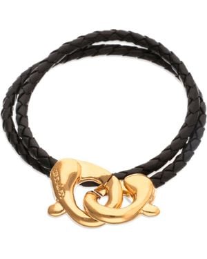 Uno De 50 Double Leather Strap With 18K-Plated Interlocking Carabiner Detail - Metallic