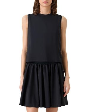 Akris Punto Sleeveless Mixed Media Dress - Black