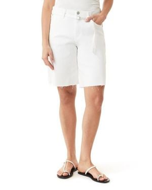 Habitual Brynn High Waist Raw Hem Bermuda Jeans - White