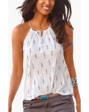 Lascana Braided Strap Print Top - White