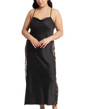 Rya Collection Darling Satin & Lace Nightgown - Black