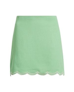 DELUC Muro Scalloped Hem Linen Blend Skirt - Green