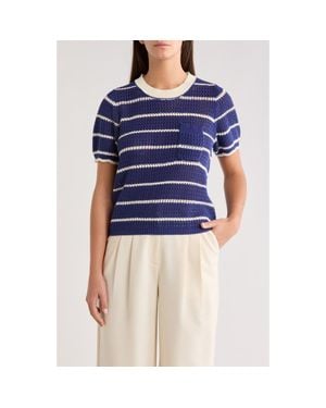 Sugarlips Dannah Stripe Open Knit Sweater - Blue