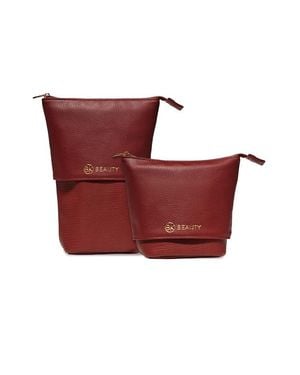 BK Beauty Standup Brush Holder & Travel Makeup Bag - Red