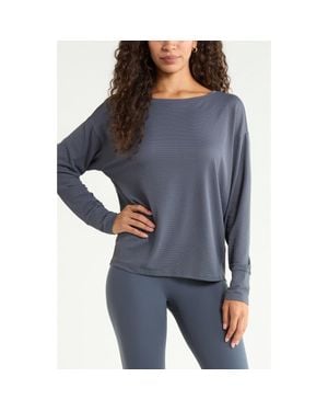 Zella Textured Equilibrium Long Sleeve T-Shirt - Gray