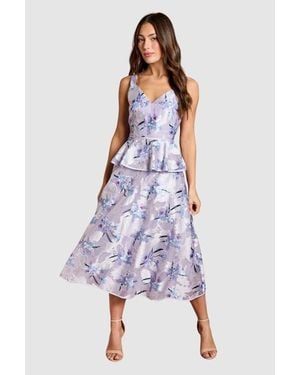 Coast Satin Jacquard Midi Dress - Purple
