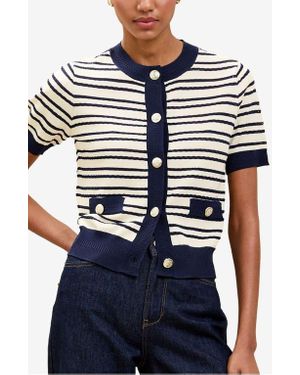 Lipsy Stripe Short Sleeve Cardigan - Blue