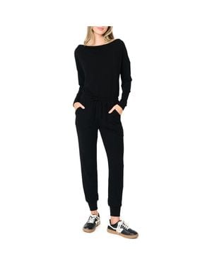 Gibsonlook Luxe Off The Shoulder Long Sleeve Knit Jumpsuit - Black