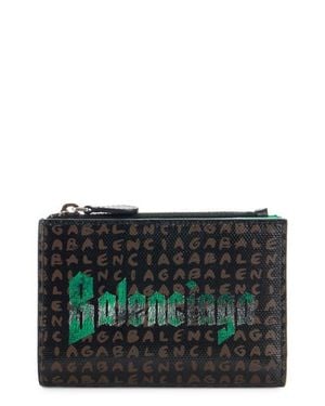 Balenciaga Snob Allover Logo Coated Canvas Bifold Wallet - Gray