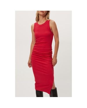 Michael Stars Wren Side Slit Sleeveless Body-Con Midi Dress - Red