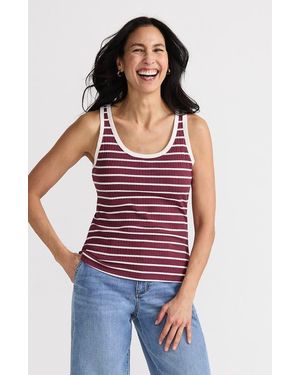 Lands' End Pointelle Rib Uneck Tank - Red