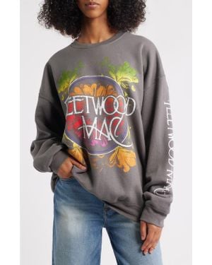 Merch Traffic Fleetwood Mac Floral Graphic Sweatshirt - Gray