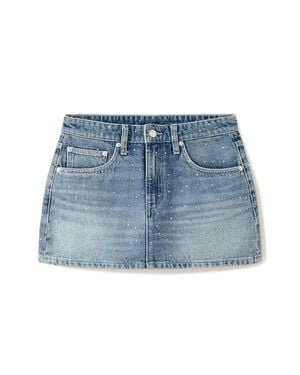 Mango Rhinestone Denim Miniskirt - Blue