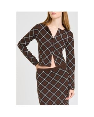 Wayf Willa Checked Cardigan - Black