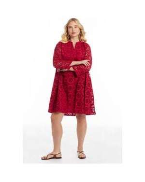 June + Vie Eyelet Midi Shirtdress - White