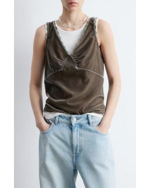 & Other Stories Lace Trim Velvet Tank - Blue