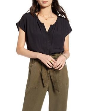 Treasure & Bond Print Button Front Top - Black