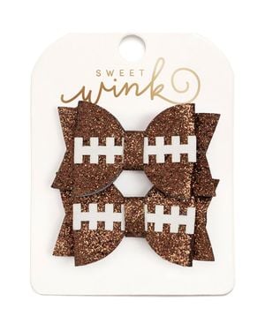 Sweet Wink Game Day Glitter Bow Clip Set - Brown